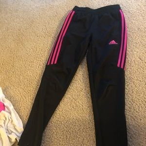 black with pink stripes girls adidas pant